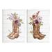 Stupell Industries Country Floral Boho Boots Graphic Art Unframed Art Print Wall Art Set of 2 Design by Nina Blue