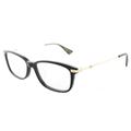 Gucci Accessories | Gucci Asian Fit Gg0112oa 001 Black Gold Plastic Rectangle Eyeglasses 53mm | Color: Black/Gold/Tan | Size: 53