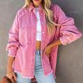 MIDJ Women'S Long Sleeve Shirt,Women'S Western Denim Blouses Shirt Sleeves Casual Button Down Shirt Jacket Pink Lapel Pocket Tunic Top Distressed Jeans Blouse Sweatshirt For Girls,Xl