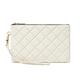 DORIS&JACKY Goatskin Leather Wristlet Clutch Wallet Cute Small Pouch Bag With Strap, Quilted-off White, Wristlet Clutch