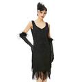 BABEYOND Damen Kleid voller Pailletten 20er Stil Runder Ausschnitt Inspiriert von Great Gatsby Kostüm Kleid (Schwarz, XXXL (Fits 96-100 cm Waist))