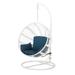 GDF Studio Ansonia Outdoor Rope Weave Hanging Chair with Stand White and Dark Teal