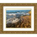 Eggers Julie 24x19 Gold Ornate Wood Framed with Double Matting Museum Art Print Titled - Michigan-Upper Peninsula Waterfall and sandstone rock-Pictured Rocks National Lakeshore-Michigan