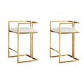 Everly Quinn Tiffany Gold 27" Counter Stool Upholstered/Leather/Metal/Faux leather in White/Yellow | 32 H x 20 W x 17 D in | Wayfair