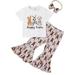 NKOOGH Cute Outfits for Toddler Girls Teen Girl Summer Outfits Toddler Girls Easter Short Sleeve Cartoon Rabbit Printed T Shirt Pullover Tops Bell Bottoms Pants Headbands Kids Outfits