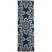 White/Navy 36 x 24 x 0.08 in Kitchen Mat - Bungalow Rose Floral Machine Woven Polyester Area Rug in Blue | 36 H x 24 W x 0.08 D in | Wayfair