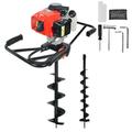 XtremepowerUS 63cc Post Hole Digger Gas-Powered Digging with 2 Auger Drill Bits for Garden Fence