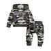 KIMI BEAR Newborn Baby Boys Pants Outfits 3 Months Newborn Boys Fall Winter Clothes 6 Months Baby Boys Casual Hooded Camouflage Stitching Long Sleeve Hoodie Pants 2PCs Set Gray