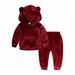 YYDGH 2Pcs Toddler Baby Boys Girl Velvet Cute Ear Hooded Sweatshirt Tops Pant Set Fleece Tracksuit Outfits Set(Red 12-18 Months)