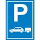 PKW mit Anhänger Parkplatz Schild Gespannparkplatz A2 Rückseite selbstklebend