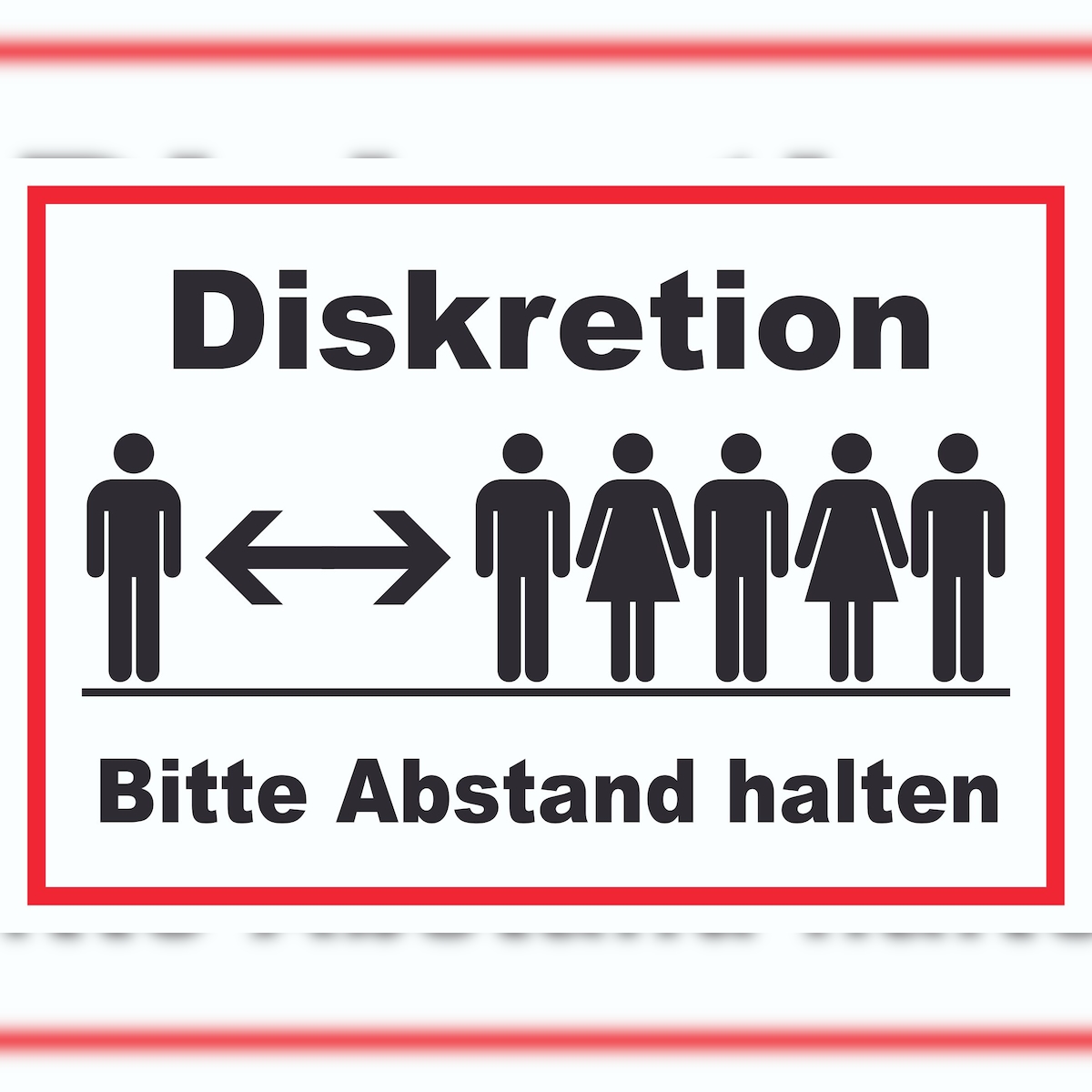 HB-Druck Diskretion Bitte Abstand halten Schild Rücksichtnahme A1 Rückseite selbstklebend Image