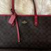 Coach Bags | Coach Double Sided Large Tote. Very Cool Purse. Red On One Side, Coach Insignia. | Color: Brown/Red | Size: Os