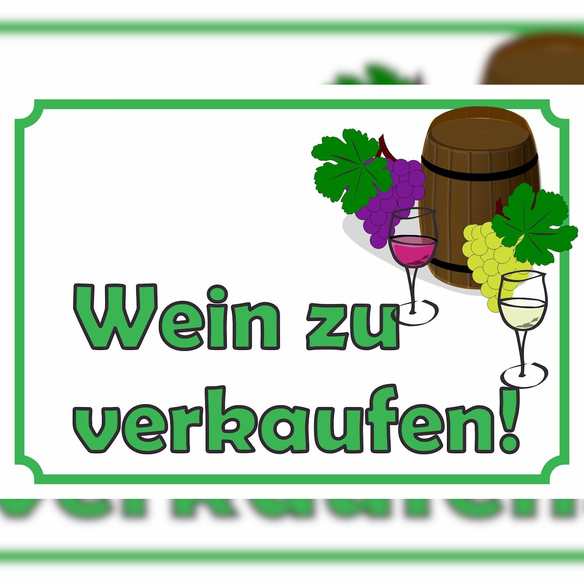 Wein zu verkaufen Schild A1 Rückseite selbstklebend Image