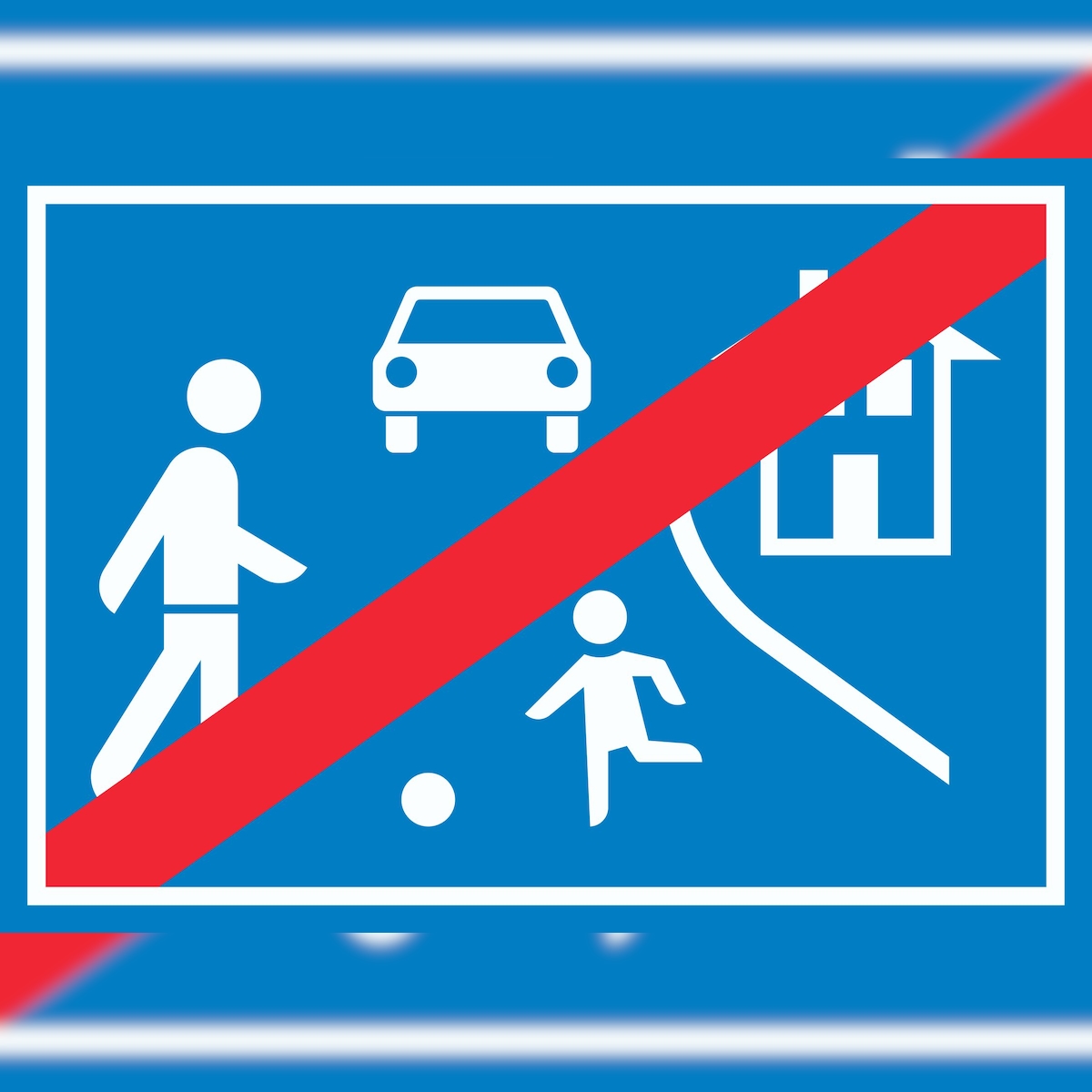 Spielstraße Ende Schild A2 Rückseite selbstklebend Image