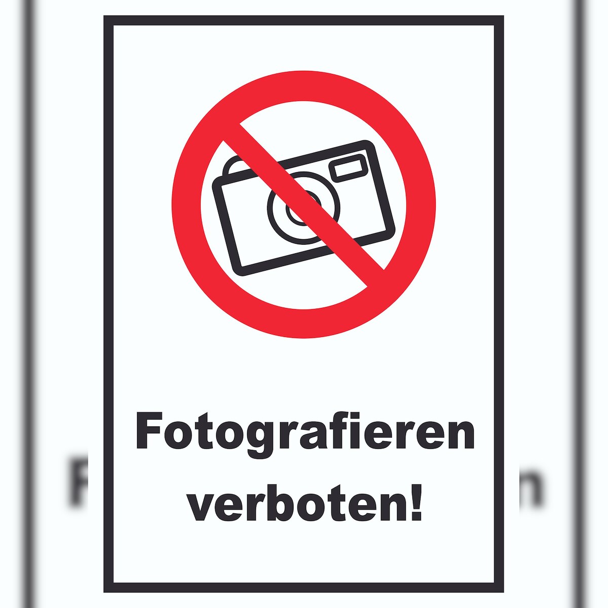 Fotografieren verboten Schild Keine Photos A1 Rückseite selbstklebend Image