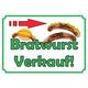 Bratwurst Verkaufsschild Schild mit Pfeil nach rechts A0 (841x1189mm)