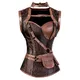 Corset en similicuir pour femme haut bustier lingerie marron surbuste Steampunk costume grande