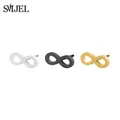 SMJEL – boucles d'oreilles porte-bonheur en forme de 8 bijoux à clou infini noir pour femmes amour