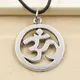 Collier pendentif tibétain en cuir noir couleur argent Yoga OM collier ras du cou breloque