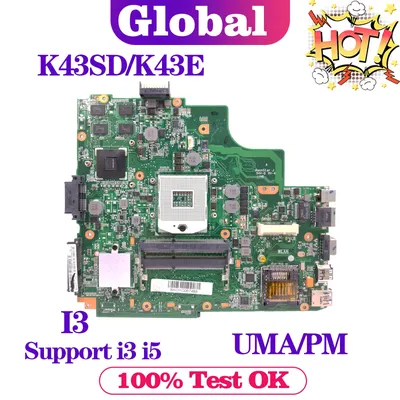 KEFU – carte mère A43S pour ordinateur portable ASUS A84S K43SD A83S K43E avec I3 ou Support I3 I5