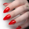 24Pcs Glossy Red Short Stiletto Fake Nail For Design Artificial Press On Fake Nails DIY Lady Finger