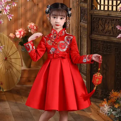 Vêtements du Nouvel An lunaire chinois pour filles robes de princesse tenue de fête imbibée Tang
