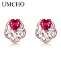 UMCHO-Boucles d'oreilles à tige en forme de cœur en argent regardé 925 massif pour femme boucles