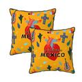 Velvet Decorative Throw Pillow Covers Set of 2 Soft Square Cushion Cover with Invisible Zipper Mexico Music Style Printing 16 x16