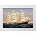 Currier and Ives 18x13 White Modern Wood Framed Museum Art Print Titled - Clipper Ship Three Brothers the largest sailing ship in the world