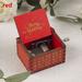 Retro Wooden Xmas Gifts Music Box Hand Crank Musical Boxes Merry Christmas RED