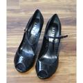 Ralph Lauren Shoes | Lauren Ralph Lauren Black Mary Jane Peep Toe Heels Snake Size 7 | Color: Black | Size: 7