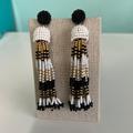 J. Crew Jewelry | J. Crew Black White Gold Tassel Earrings | Color: Black/White | Size: Os