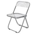 Transparent Folding Chair, Acrylic Chair, PC Plastic Living Room Seat, Modern Dining Chair, With Chrome Frame,No Need to Install (Color : Transparent)