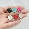 Boucles d'oreilles en émail rose en alliage d'acier inoxydable collier goutte à goutte d'huile