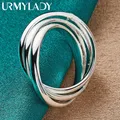 URMYLADY – bague à trois anneaux en argent Sterling 925 pour femmes bijou à la mode pour fête de