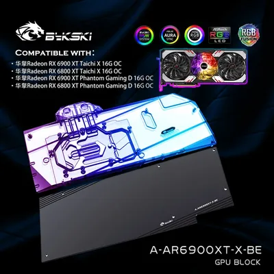 Bykski-A-AR6900XT-X GPU nights pour Asrock jas6900XT/jas6800XT Phantom Gaming/TapiercX 16G OC carte