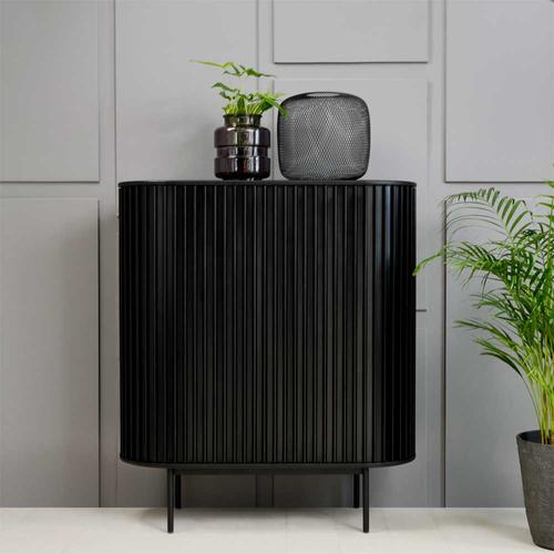 Esszimmer Highboard in Schwarz Vierfußgestell aus Metall