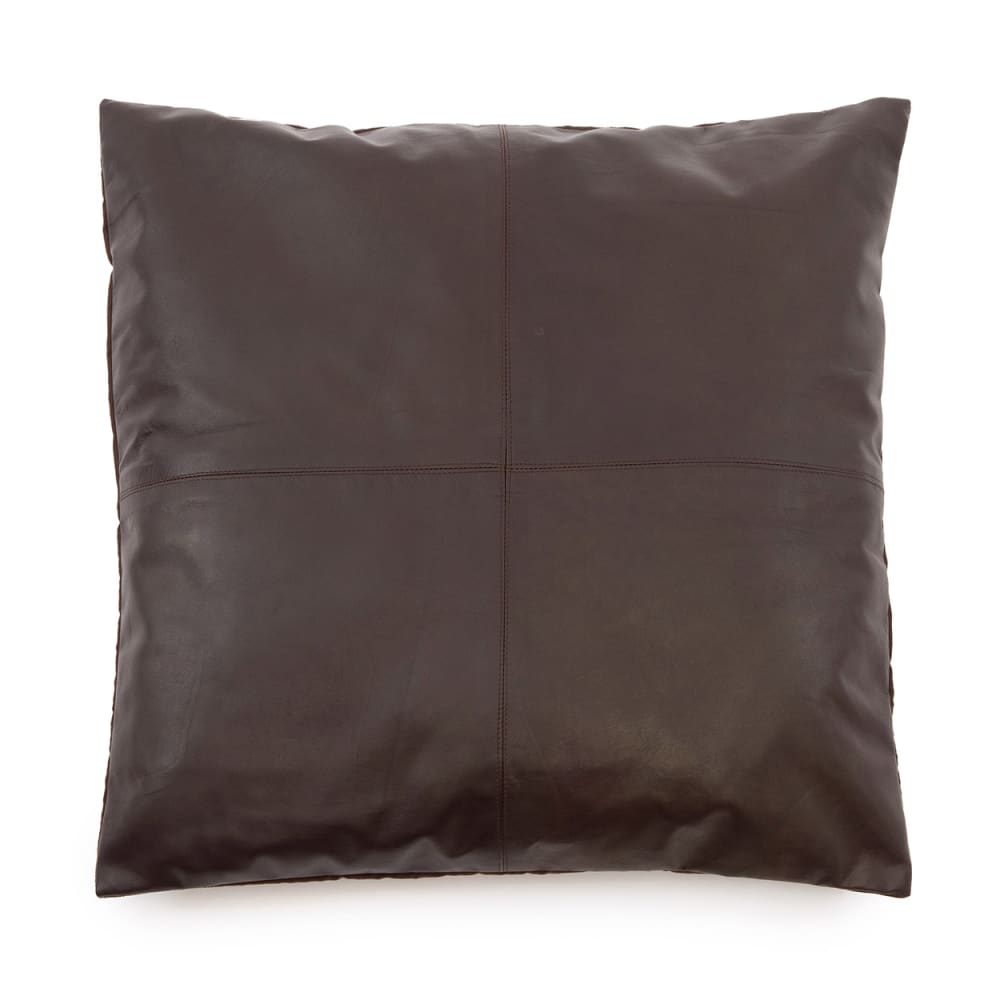 Housse de coussin en cuir chocolat 60x60 cm