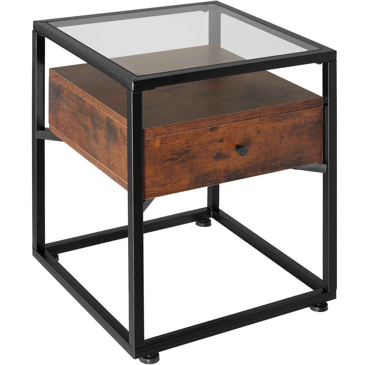 tectake Nachttisch Preston 43x45x54,5cm Industrial Holz Dunkel, Rustikal