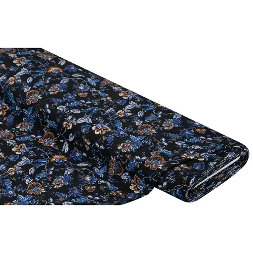 Elastik-Jersey Blumen, blau-color