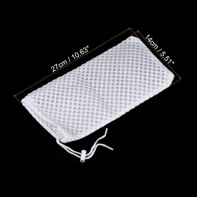 3D Honeycomb Filter Sock 27x14cm 4 Pack Mesh Bags with Drawstring White