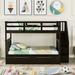 Twin Over Twin/Full Over Full Bunk Bed with Drawers, Solid Wood Bunk Bed Frame with Stairway, Storage & Guard Rail