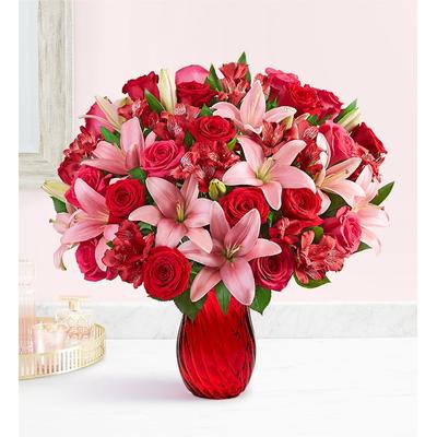 1-800-Flowers Flower Delivery It's All About You Double Bouquet W/ Red Vase
