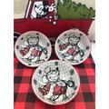 Disney Dining | Disney Mickey Mouse Ceramic Christmas Sketchbook Tidbit Bowls Set Of 3 | Color: Red/White | Size: Os