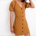 Madewell Dresses | Madewell Texture & Thread Puff Sleeve Button Down Dress Gold Ab305 Small | Color: Gold/Yellow | Size: S
