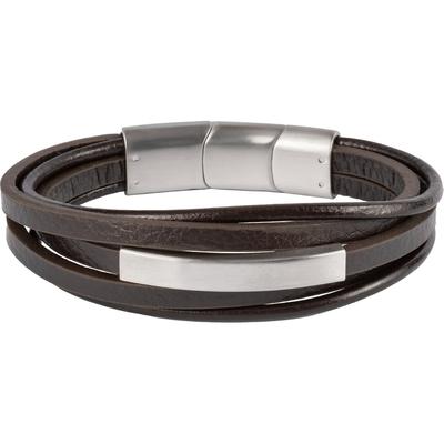 Jacques Lemans - Armband Leder, Edelstahl Herrenschmuck Herren