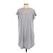 Shein Casual Dress - Shift Crew Neck Short sleeves: Gray Dresses - Women's Size Small