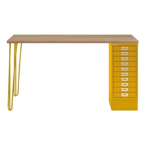 Bisley Schreibtisch »MultiRange« eichefarbene Platte mit 10 Schubladen gelb, 140x74x60 cm Image