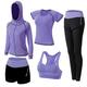 ZETIY Damen 5pcs Yoga Anzug Sweatsuit Damen Activewear Sets Sport Yoga Fitness Kleidung Damen Workout Outfit Sportanzüge für Laufen Jogging Gym, violett, 46