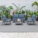 LeisureMod Walbrooke Modern Patio Conversation Set With Fire Pit Table